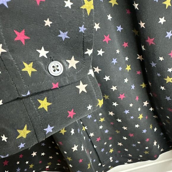 Rails Kate Silk Rainbow Stars Shirt Women's Size Small Button Down Designer Soft - Picture 6 of 16
